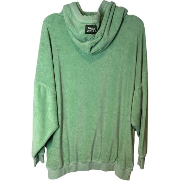 Daily Drills Green Terry Hoodie Dress XS Small Beach Boho Cover Up Casual - Picture 7 of 8
